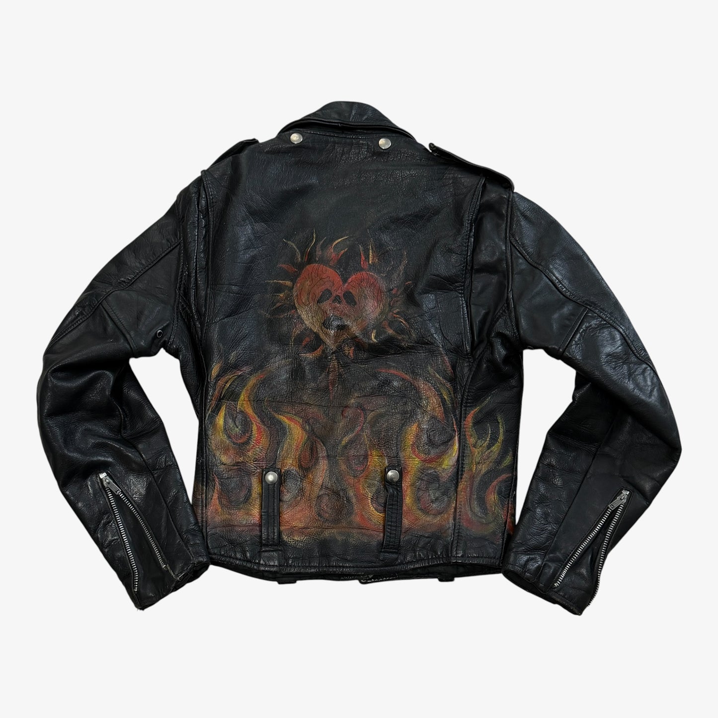 1970s Hand Painted Harley Davidson Leather Jacket