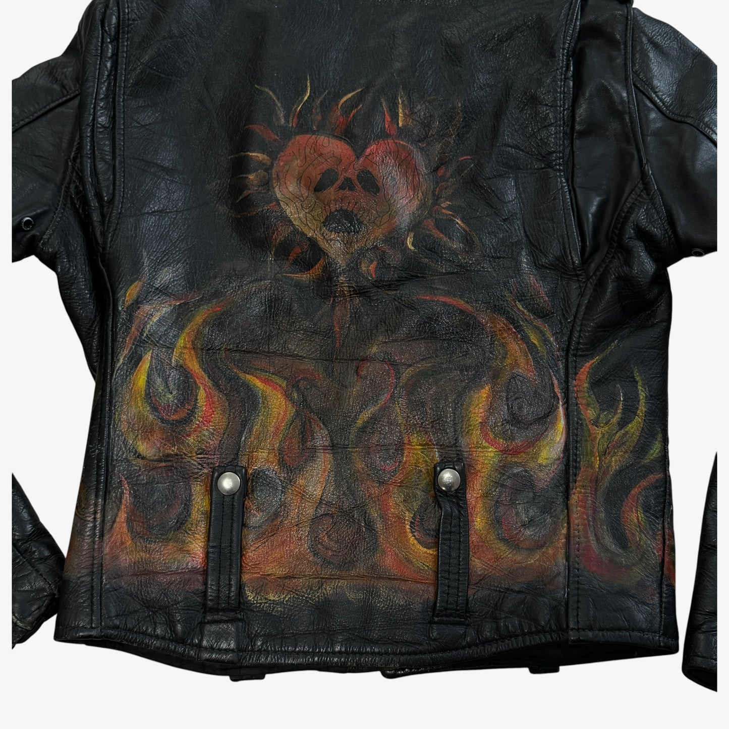 1970s Hand Painted Harley Davidson Leather Jacket