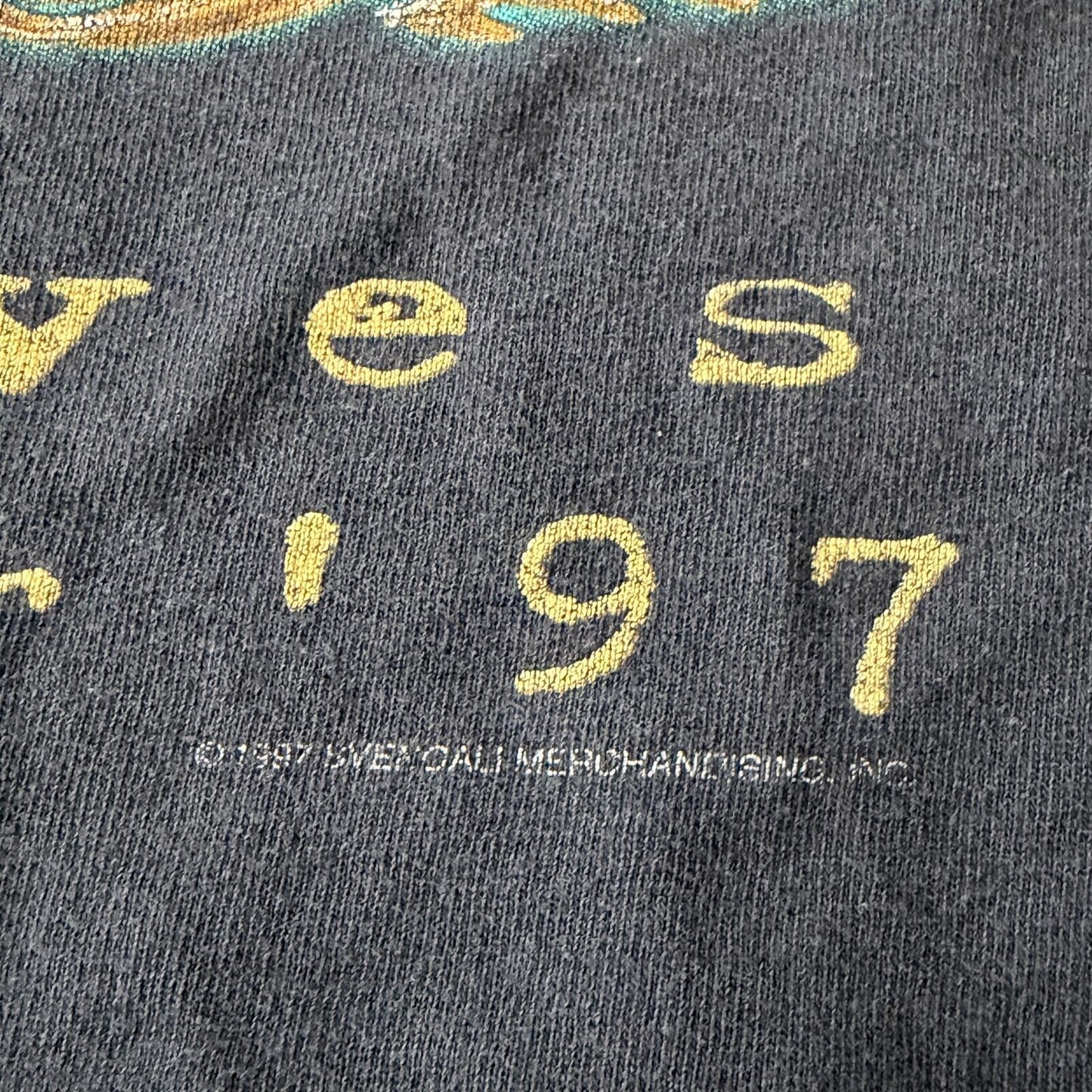 1997 Vintage Aerosmith Nine Lives Tour Faded Black T Shirt