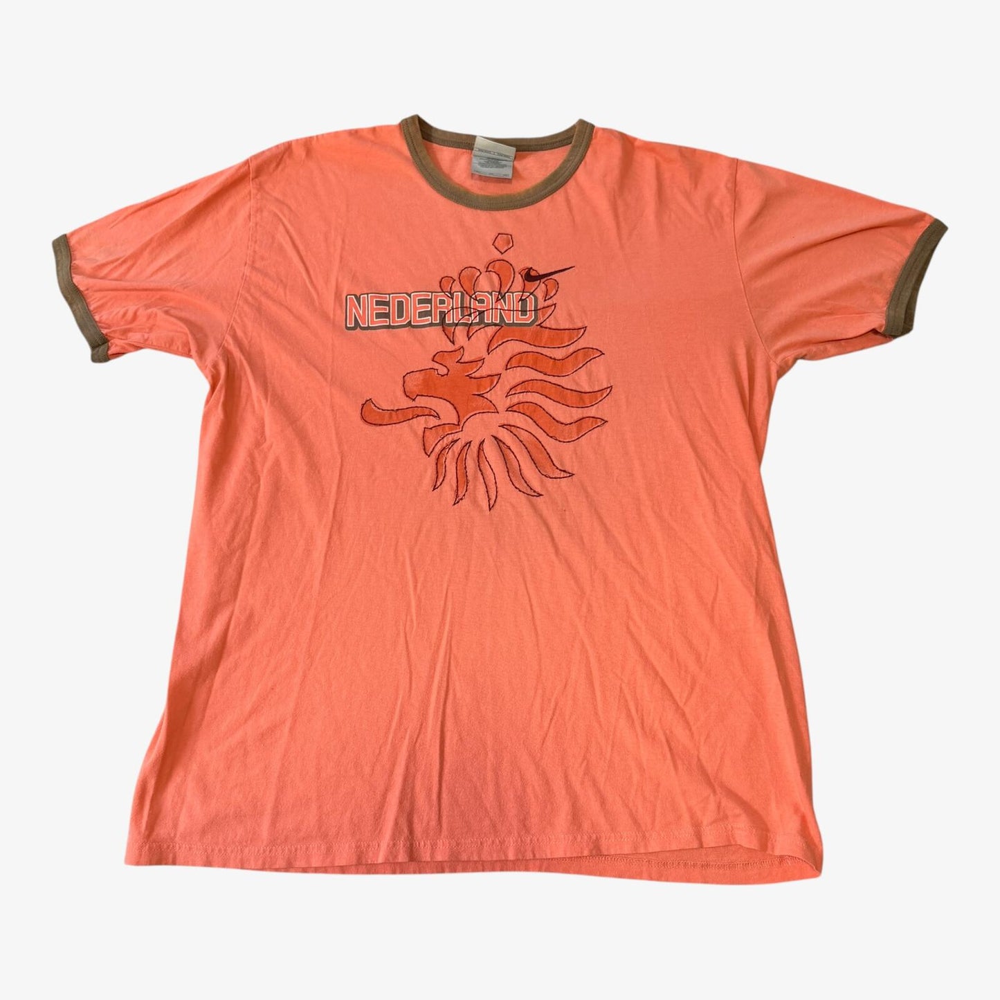 00s Nike Netherlands Nederland Lion Faded Orange Ringer Tee
