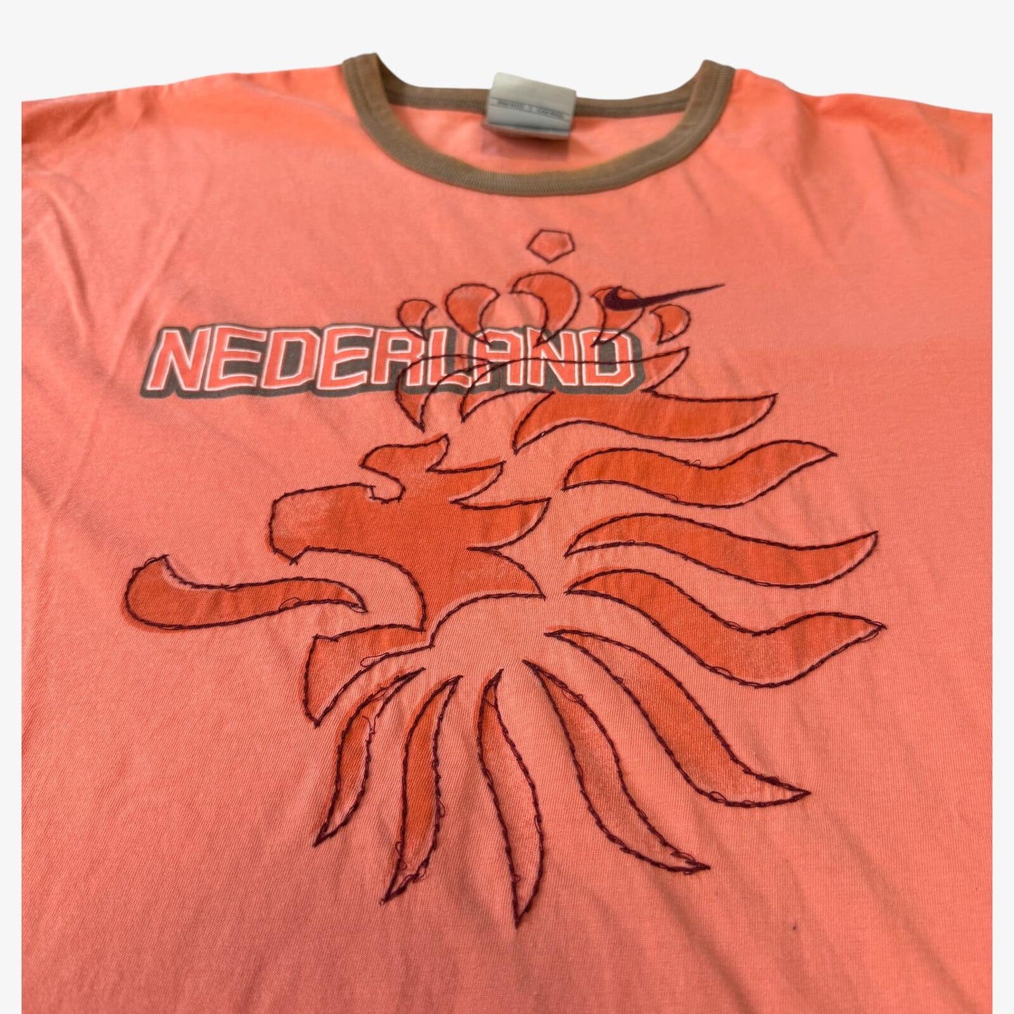 00s Nike Netherlands Nederland Lion Faded Orange Ringer Tee