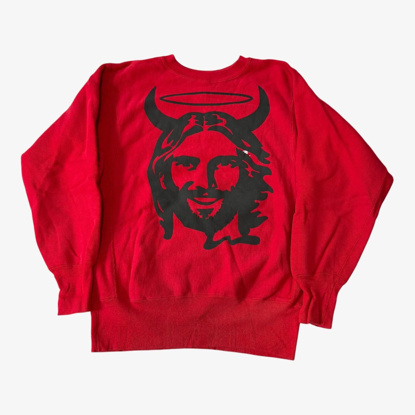 Vintage 90s Devil Jesus Champion Crewneck Sweatshirt