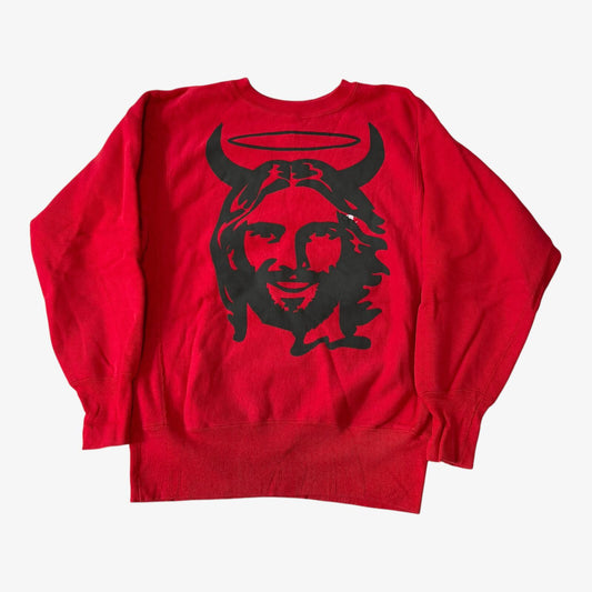 Vintage 90s Devil Jesus Champion Crewneck Sweatshirt