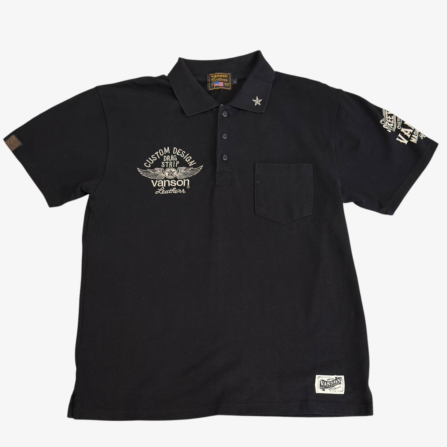 Vanson Leathers Wing Embroidered Polo Shirt